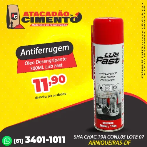 Antiferrugem Óleo Desengripante 300ML Lub Fast 
