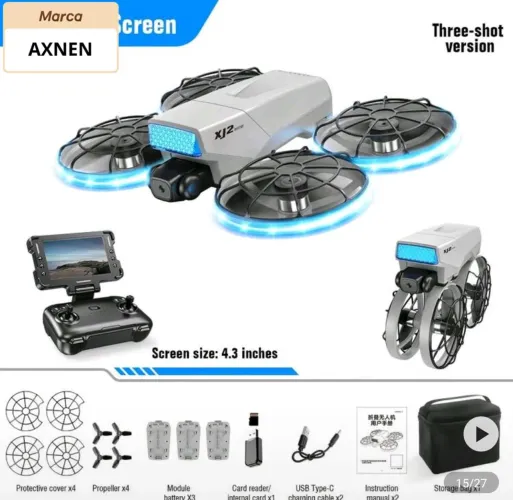 Drone XJ2 com câmera dupla com tela com 3 baterias tem todos assessórios que esta na fotos