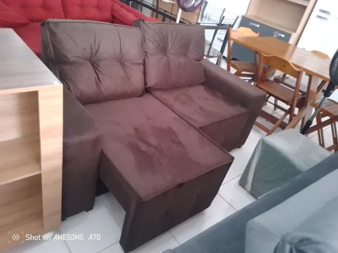 Sofá retrátil simples marrom entrega grátis