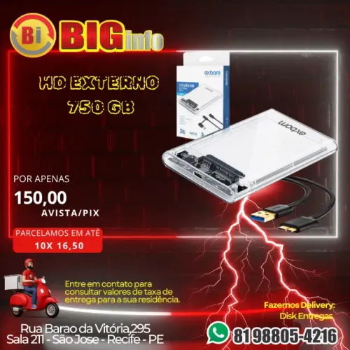 HD Externo 750GB Slim USB 3.0 SATA 2.5?  - Compatível com PC, PS4, PS5, Xbox e Smart T