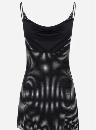 Vestido de Festa com Brilho e Decote Drapeado, com etiqueta.