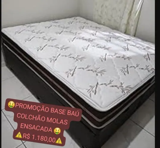 CAMA BOX BAÚ CASAL COLCHÃO CLASSICO MOLAS ENSACADA
