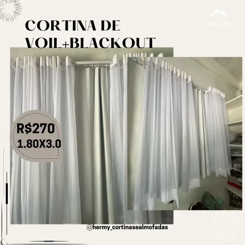 Cortina Voil + Blackout 1,80x3,0 - R$270