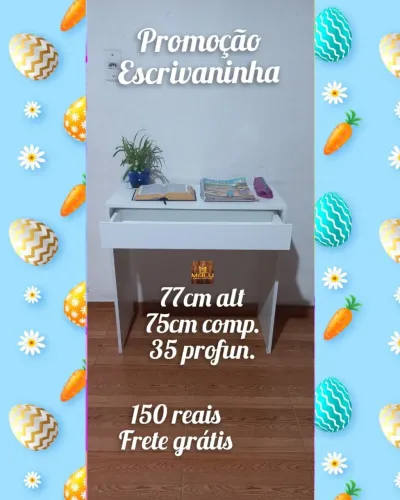 Escrivaninha branca 77cm alt 75cm comp 35 profun - Frete grátis!
