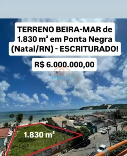 Cód: 5100. Terreno Beira-Mar para Venda na Praia de Ponta Negra, localizado na cidade de N