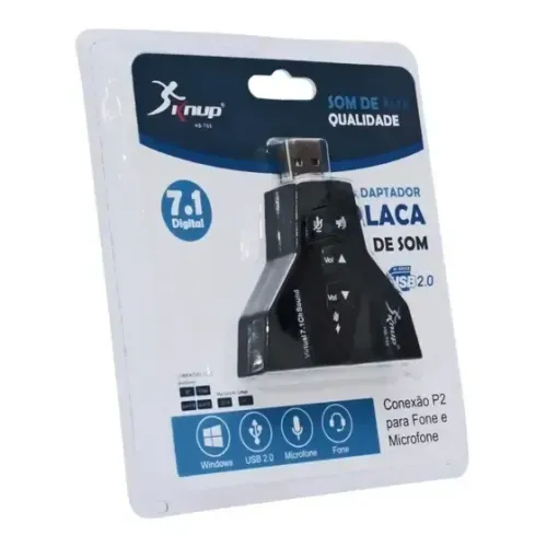Adaptador De Som Usb 7.1 Digital - 4 Saidas Knup P2 Hb-T65