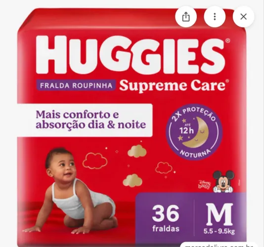Fralda Huggies supreme care com 36 fraldas