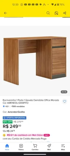 Escrivaninha Gamer / Mesa PC Compacta - Cor Amadeirada
