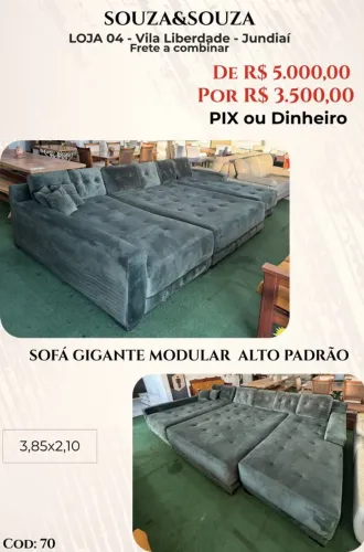 Sofá Verde Suede Gigante Modular Fixo