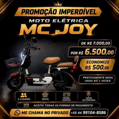 MC JOY MOTO ELÉTRICA, APENAS 2 DIAS DE USO 0KM