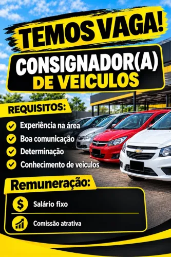 Estamos contratando consignador(a) de veículos 