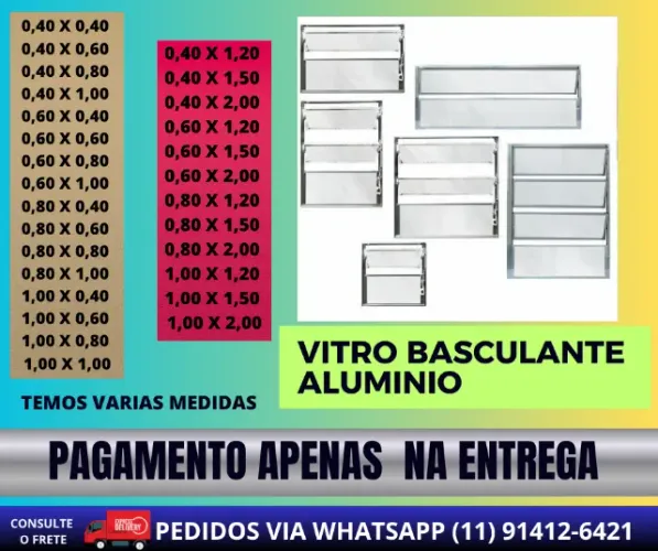 janela basculante aluminio frete a/c