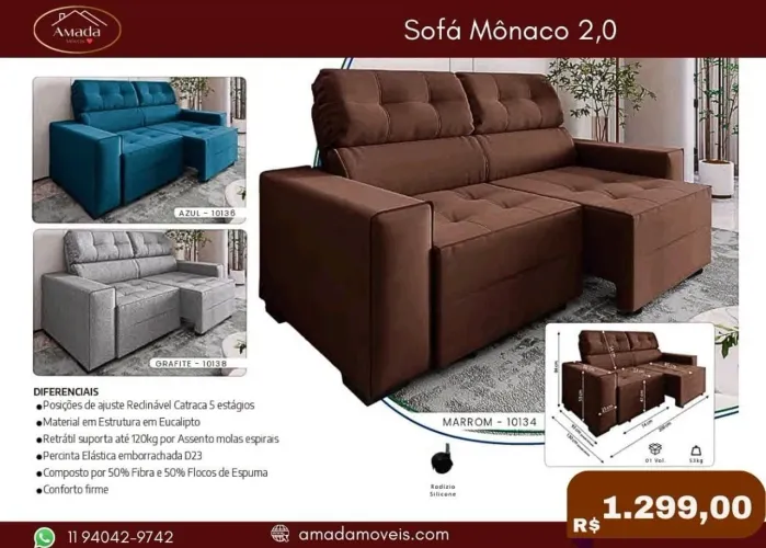 Sofá Mônaco 2,0 - à pronta entrega 