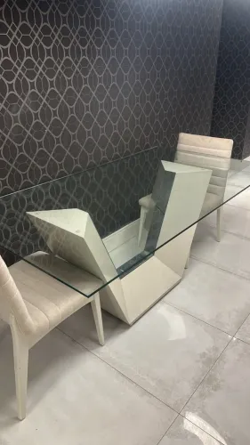 Mesa de jantar Retangular 6 cadeiras Vidro