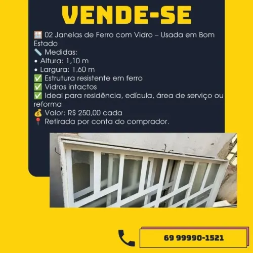 Janelas de Ferro com Vidro - Usada em Bom Estado
