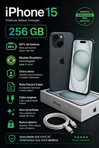 iPhone 15 256Gb PRETO seminovo