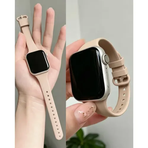 Pulseira fina bege Apple Watch 42mm