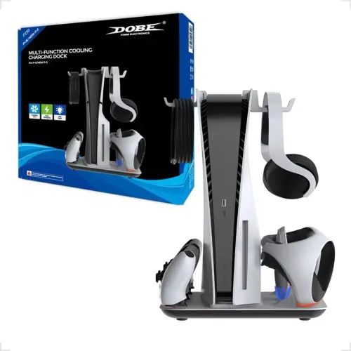 Suporte Vertical PS5 com Refrigeração Cooler e Base Carregadora