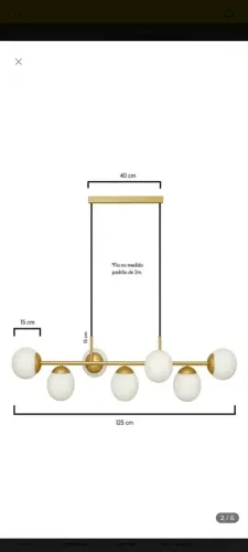 Lustre Pendente Moderno Dourado 7 Luzes Globo Leitoso 127/220v Branco/dourado