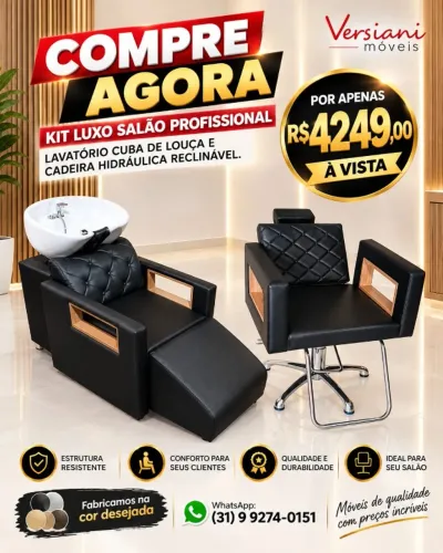 Lavatório para cabeleireiro e cadeira reclinável