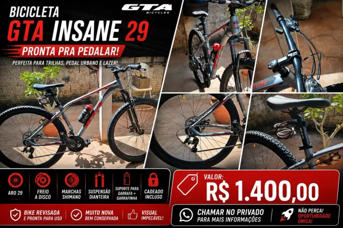 BICICLETA GTA INSANE 29 - PRONTA PRA PEDALAR!