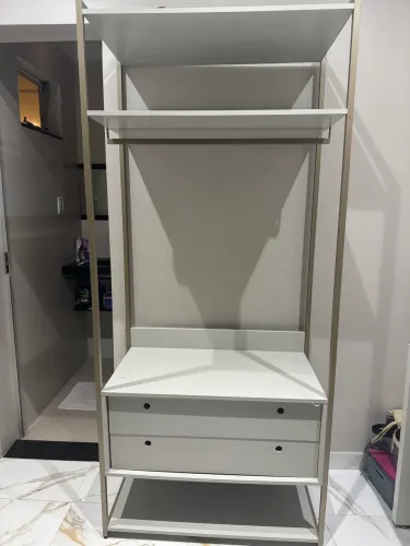 Closet Industrial Estante 2 Gavetas 5 Prateleiras branco - Olivar Móveis