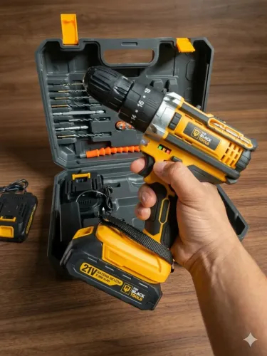 Furadeira e parafusadeira 2 baterias 21 V de impacto The Black tools com maleta completa