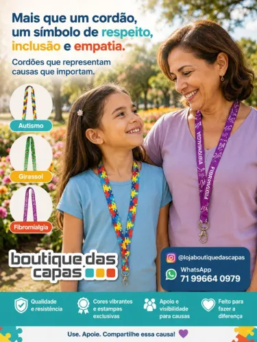 Cordão De Identificação Autismo GIRASSOL fibromialgia para cracha
