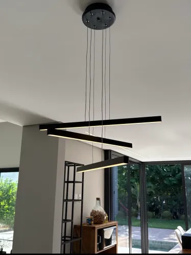 PENDENTE / LUSTRE PRETO COM LED | 3 HASTES