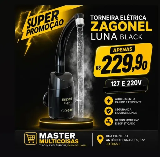 TORNEIRA ELÉTRICA LUNA BLACK