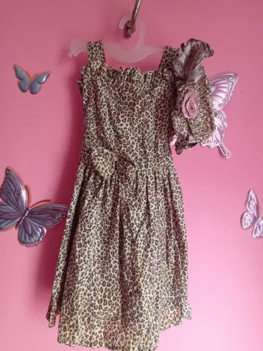 Conjunto infantil de oncinha - vestido e chapéu 1 a 2 anos