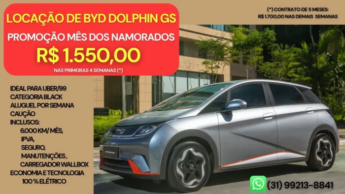 *LOCAÇÃO DE VEÍCULO ELÉTRICO DOLPHIN GS*<br><br>*PROMOÇÃO MÊS DOS NAMORADOS*