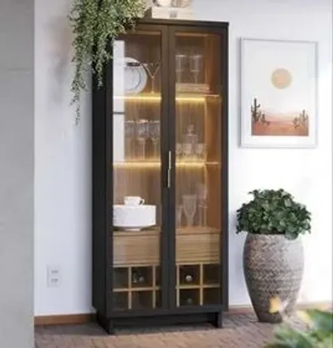 Cristaleira 2 Porta 1 Gaveta Com Led - (Oferta)!