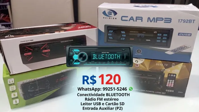 Som para carro mp3 bluetooth rádio