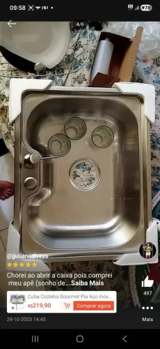 Cuba de cozinha gourmet aço inox