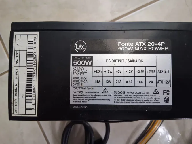Fonte ATX 500w 20+4P