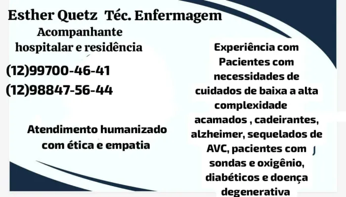 Cuidadora de idosos e acompanhante hospitalar 