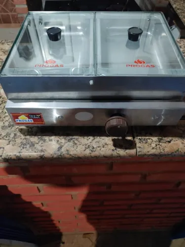 Molheira Inox 2 cubas a gás -marca Progás- nova