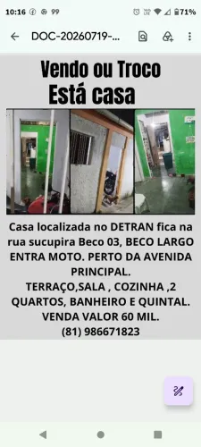 Casa em beco largo,entra moto.
