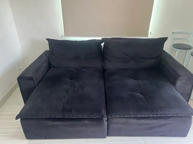     Sofá Retrátil e Reclinável 2 Lugares Preto