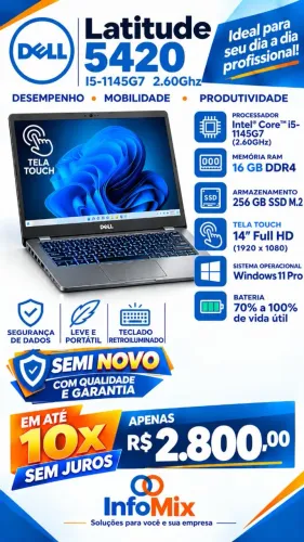 Notebook Dell 5420 Tela Touche 14 pol