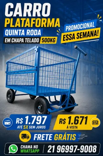 Carro plataforma 400kg telado em chapa