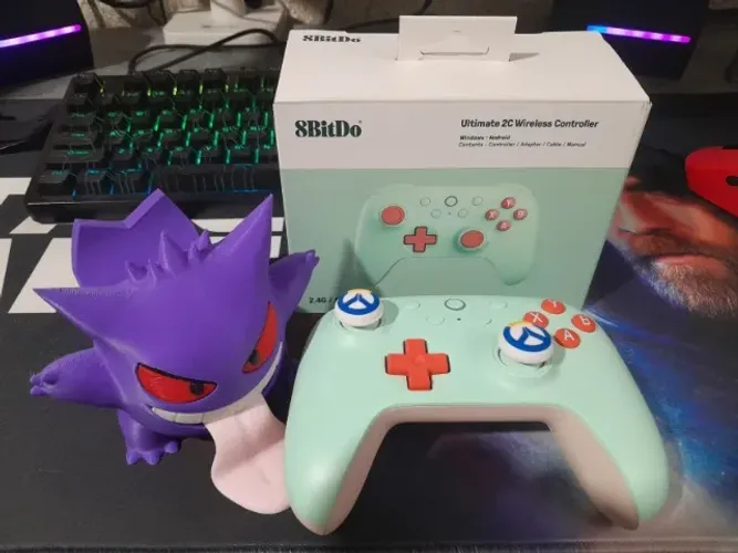 Controle Sem Fio 8BitDo Com Base de Apoio + Borracha de Proteção pros Analógicos