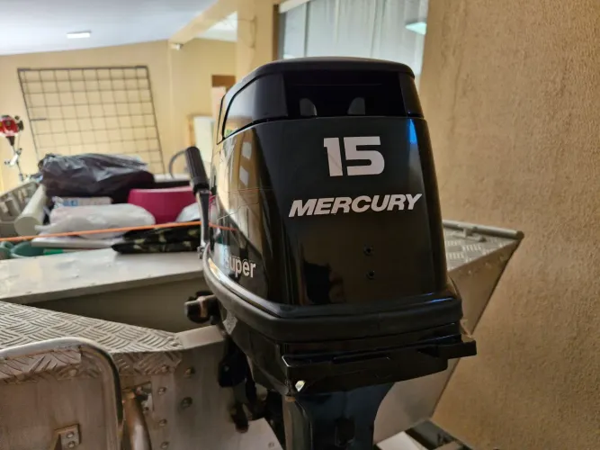 Kit canoa carreta e motor mercury 15 hp