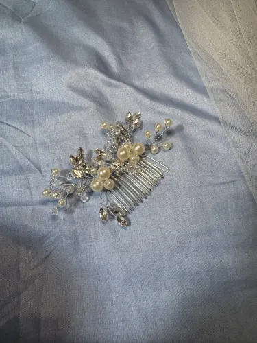 Vestido de casamento + véu + presilha de cabelo para penteado 