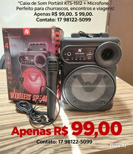 Caixinha de som com microfone