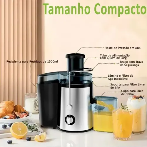 Extrator Centrífuga De Alimentos Elétrico Frutas Sucos Espremedor 1500W 110v