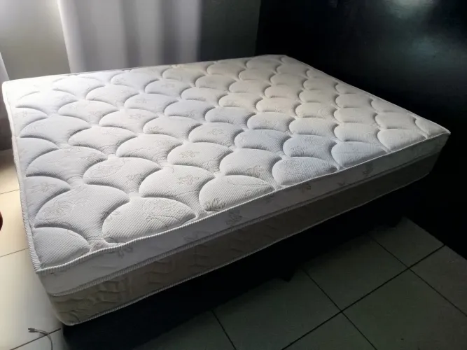 Cama Box E Colchão Elegant Nano Casal (138x188) - Ortobom Cinza