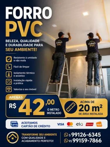 Forro pvc 42 reais o metro estalado 