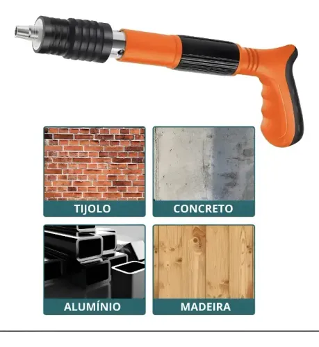 Kit Pistola Fixação + 30 Pregos Finca Pino Gesso Drywal
